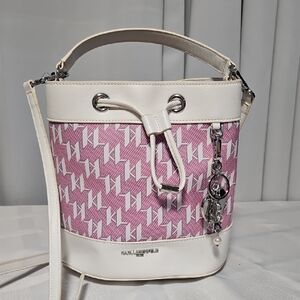 Karl Lagerfeld Pink and White Crossbody Bag
